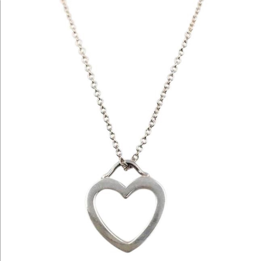 Silver love heart open necklace